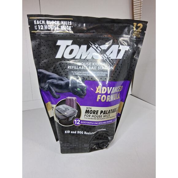 Tomcat Mouse Killer Refillable Bait Station 12 Refills Advanced Formula - 2 Pack - Picture 1 of 2